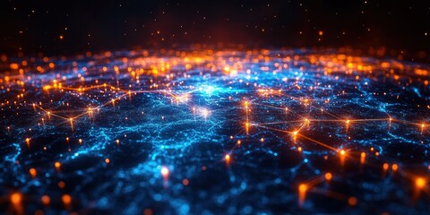 Fototapeta premium Global Network Map Illustration Concept for Data Transfer and Cyber Technology in a Digital Communication Framework