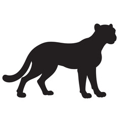 Obraz premium cheetah silhouette, cheetah line art vector illustration, leopard black silhouette vector 