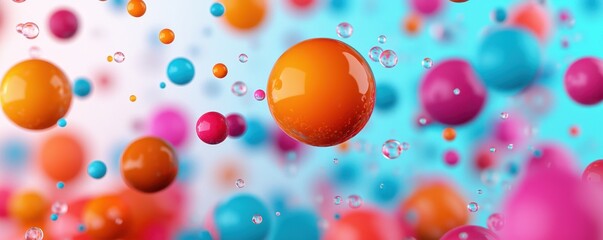 A vibrant abstract image featuring colorful spheres in shades of orange, pink, and blue, set against a soft, blurred background.