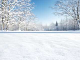 Obraz premium Frosty winter landscape in snowy forest. Christmas background with fir trees and blurred background of winter