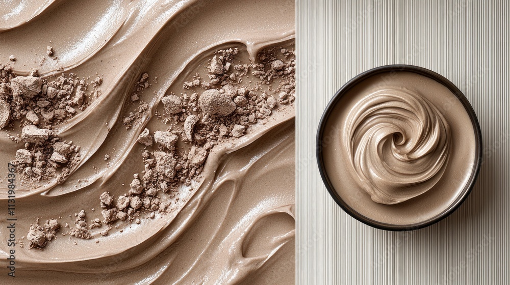 Poster delicate waves of rich, creamy delight blend seamlessly with crunchy chocolate bits, creating an ind