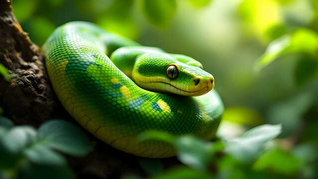 Green Tree Python Close-Up | Stunning 8K Wildlife Photography