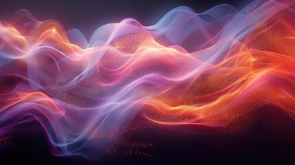 Obraz premium Abstract electromagnetic wave pattern, futuristic digital art with bright neon hues