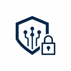 Fototapeta premium Digital Security Lock and Shield Logo Design.