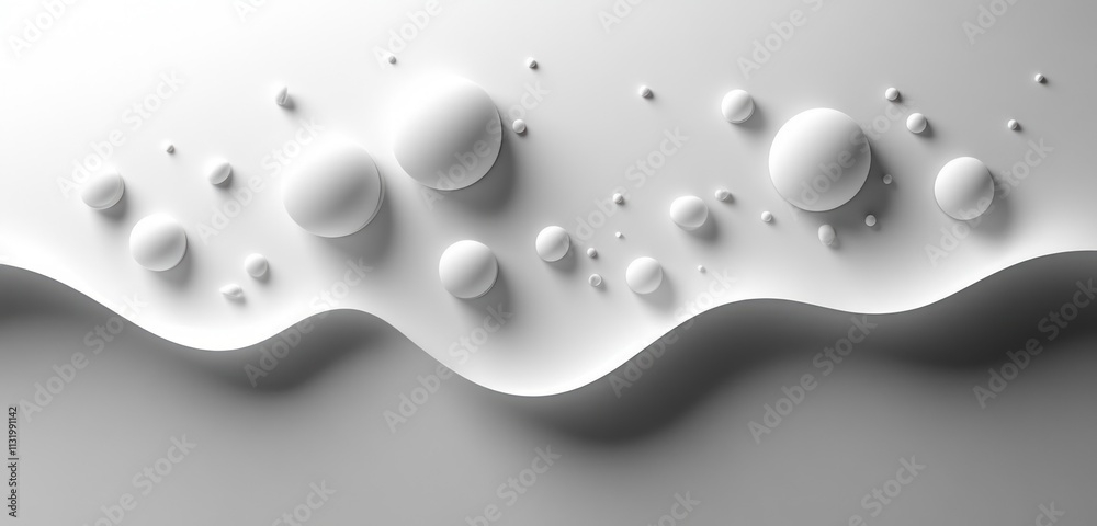 Poster Minimalist White Buttons and Circles for Modern User Interface and Mobile App Design