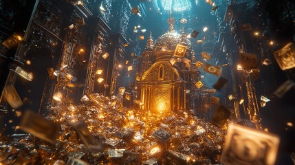 Obraz premium Opulent Golden Palace: A Digital Masterpiece