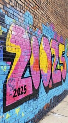 Obraz premium Graffiti-Style Vibrant ‘2025’ Typography for New Year Celebrations, 2031 Typography and Designs, New Year's day, New Year's Eve