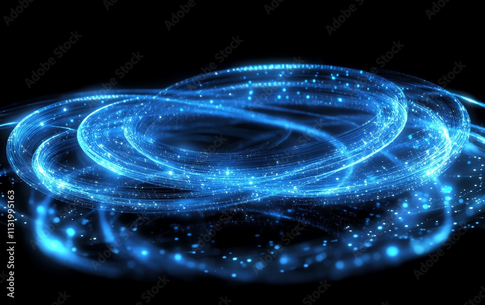 Leinwandbilder a dynamic abstract blue network, featuring glowing points and interconnected lines, symbolizing a hi