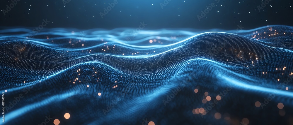 Aufkleber A hightech abstract blue network with radiant points, connected by smooth lines, symbolizing digital data flow and connectivity