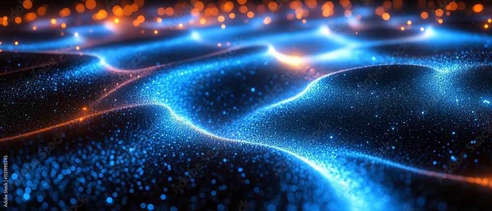 Aufkleber A hightech abstract blue network with radiant points, connected by smooth lines, symbolizing digital data flow and connectivity