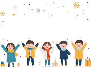 Fototapeta premium Happy boys and girls to celebrate the New Year