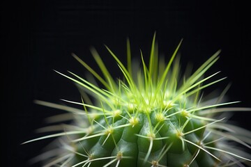 Close-up of a green cactus with sharp spines.