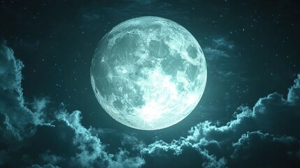 Obraz premium Full Moon Night: A Serene Celestial Landscape