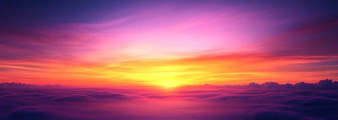 Obraz premium Vibrant Sunset Sky with Fiery Orange Pink Purple and Yellow Colors Panoramic Landscape Dreamy Ethereal