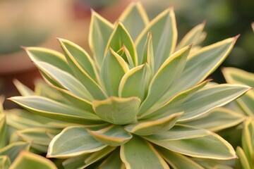 Fototapeta premium Close-up of a succulent plant with green and yellow leaves.