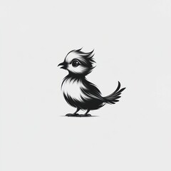 Obraz premium Adorable baby bird illustration, monochrome style.