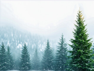 Fototapeta premium Impressive winter morning in Carpathian mountains with snow covered fir trees. Colorful outdoor scene, Happy New Year celebration concept. Artistic style post processed photo