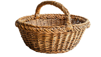 Obraz premium empty wicker basket isolated on white background