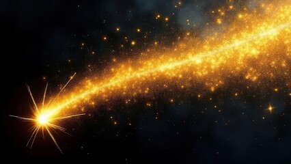 Fototapeta premium Neon glitter trails. Spiral of golden light with intense luminous effects, surrounded by shimmering particles and delicate glowing lines, perfect for an elegant and futuristic design.