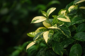 Obraz premium Close-up of vibrant green and yellow leaves.
