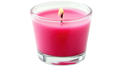 Vibrant Pink Scented Candle with Soft Flame in Glass Container for Home Decor and Relaxation Purpose