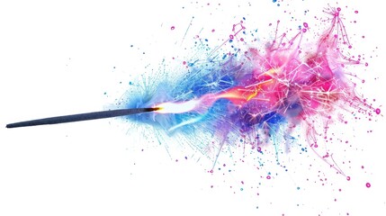 Obraz premium Sparkler in full effect with bright sparks, isolated on white background, vibrant and festive