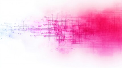 Obraz premium Abstract digital background with vibrant pink and purple tones, geometric lines, and dots, perfect for technology, web design, or modern art projects, creating a sense of motion