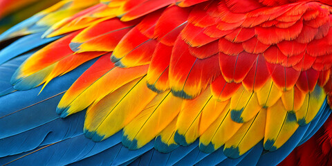 Obraz premium The intricate details of each feather are visible, with the rich hues creating a striking and colorful pattern.