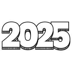 2025 png transparent background doodle new year white color