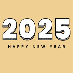 Doodle new year 2025 with simple color hand drawn