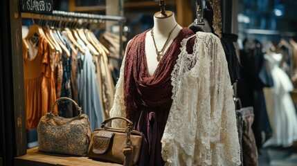 Vintage Lace and Leather in a Boutique Display