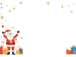 Fototapeta premium santa claus isolated on white banner cartoon christmas xmas minimal simple