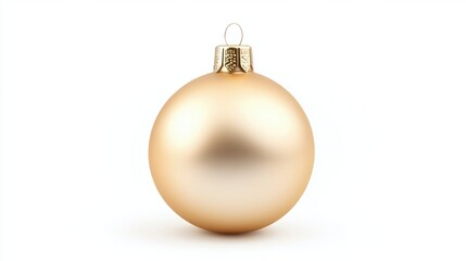 A glossy champagne-colored Christmas ball with a subtle pearl finish, adding a luxurious touch, isolated on white