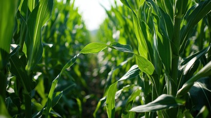 Obraz premium Close-Up of Healthy Organic Crops Growing on a Farm with Lush Green Plants and Bright Sunlight