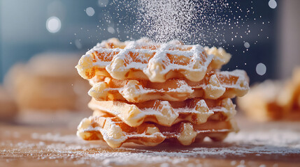 A dynamic shot of powdered sugar being sprink