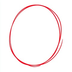Red hand-drawn circle on white background.