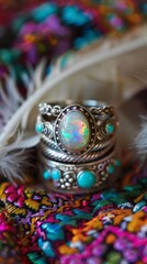 Obraz premium Silver Ring with Opal Stone.