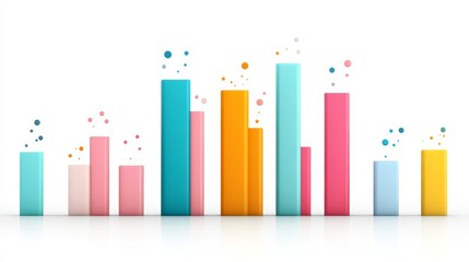 Colorful Vertical Bars with Bubbles Representing Data and Growth in a Modern Business Environment, Ideal for Infographics, Presentations, and Reports
