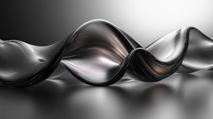 Elegant Black Wave on Silver Metallic Background Shiny Smooth Glossy Stylish Pattern