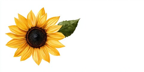Obraz premium A vibrant sunflower with yellow petals and a dark center, symbolizing warmth and positivity in nature.