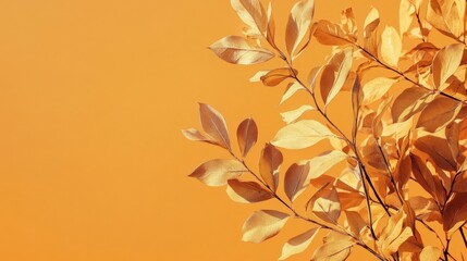 Golden autumn leaves layered on a warm orange gradient background