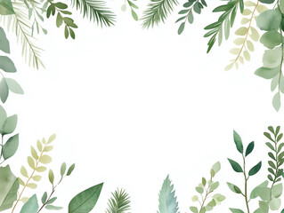 Obraz premium Watercolor vector Christmas frame with fir branches and place for text.