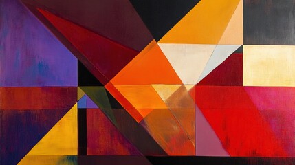 Hard-edge geometric abstraction with sharp intersecting lines in bold gradients