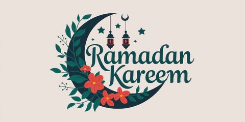 Obraz premium Celebrate the Splendor of Ramadan with Vibrant Floral Accents