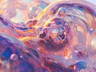 Surreal Swelling Organic Shapes in Ethereal Kawaii Environment