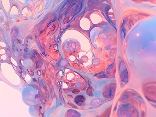 Surreal Organic Fluid Morphing Shapes in Ethereal Kawaii Environment