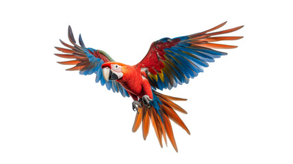 Fototapeta premium A parrot flying isolated on a white background.