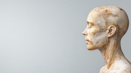 Obraz premium Golden Sculpted Head Elegant Art Minimalist Design Abstract Face
