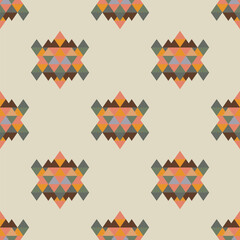 Navajo tribal vector seamless pattern. Native American ornament. Ethnic South Western decor style. Boho geometric ornament. Vector seamless pattern. Mexican blanket, rug. Woven carpet illustration