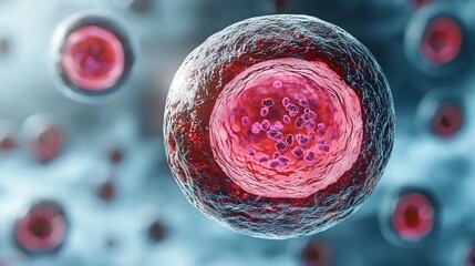 Microscopic view of a single cell with organelles.